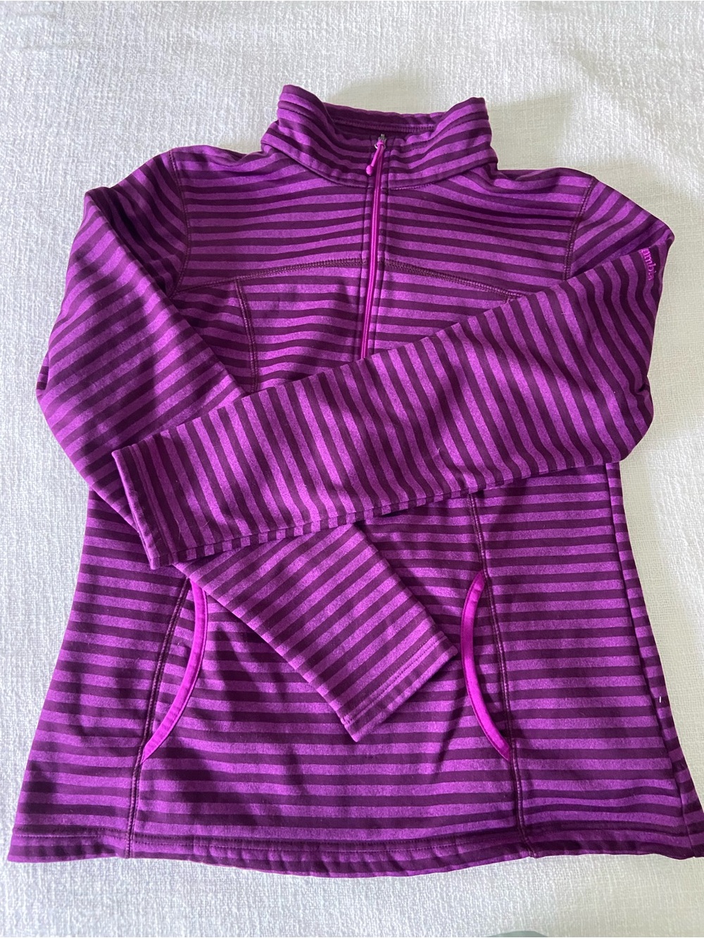 Columbia Purple Striped Quarter-Zip Fleece Pullover Women’s Medium - Picture 8 of 16